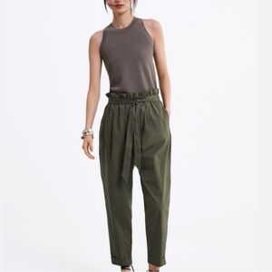 ZARA poplin paperbag belted pants